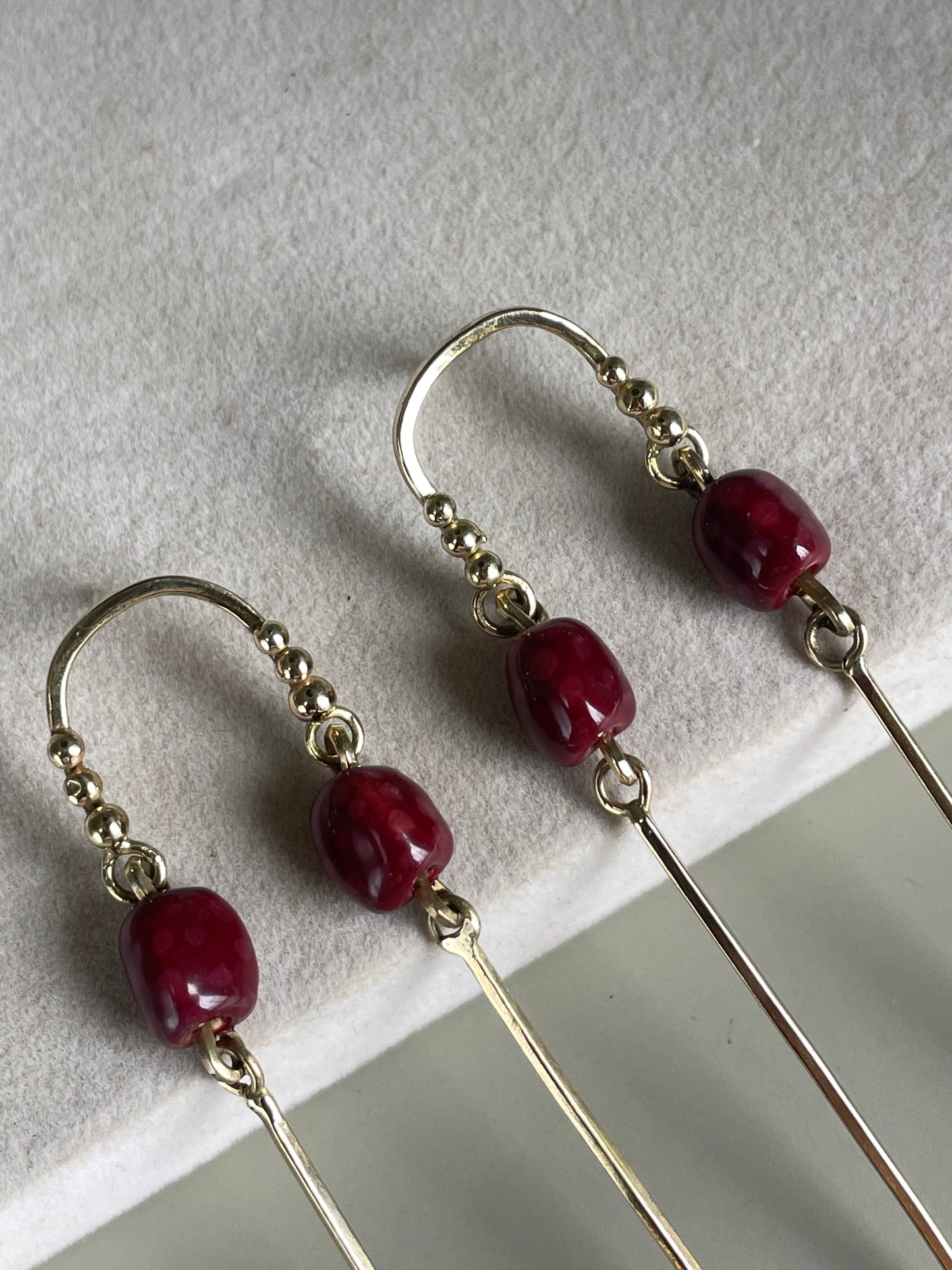 Merlot drop brass earrings-Kelly Praise