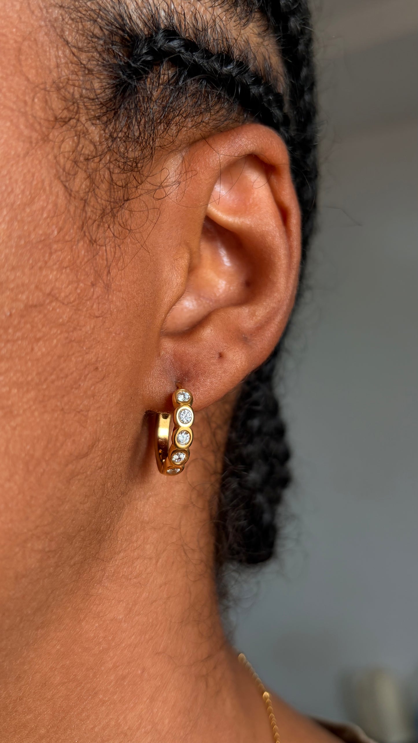 Bezel endless hoop earrings