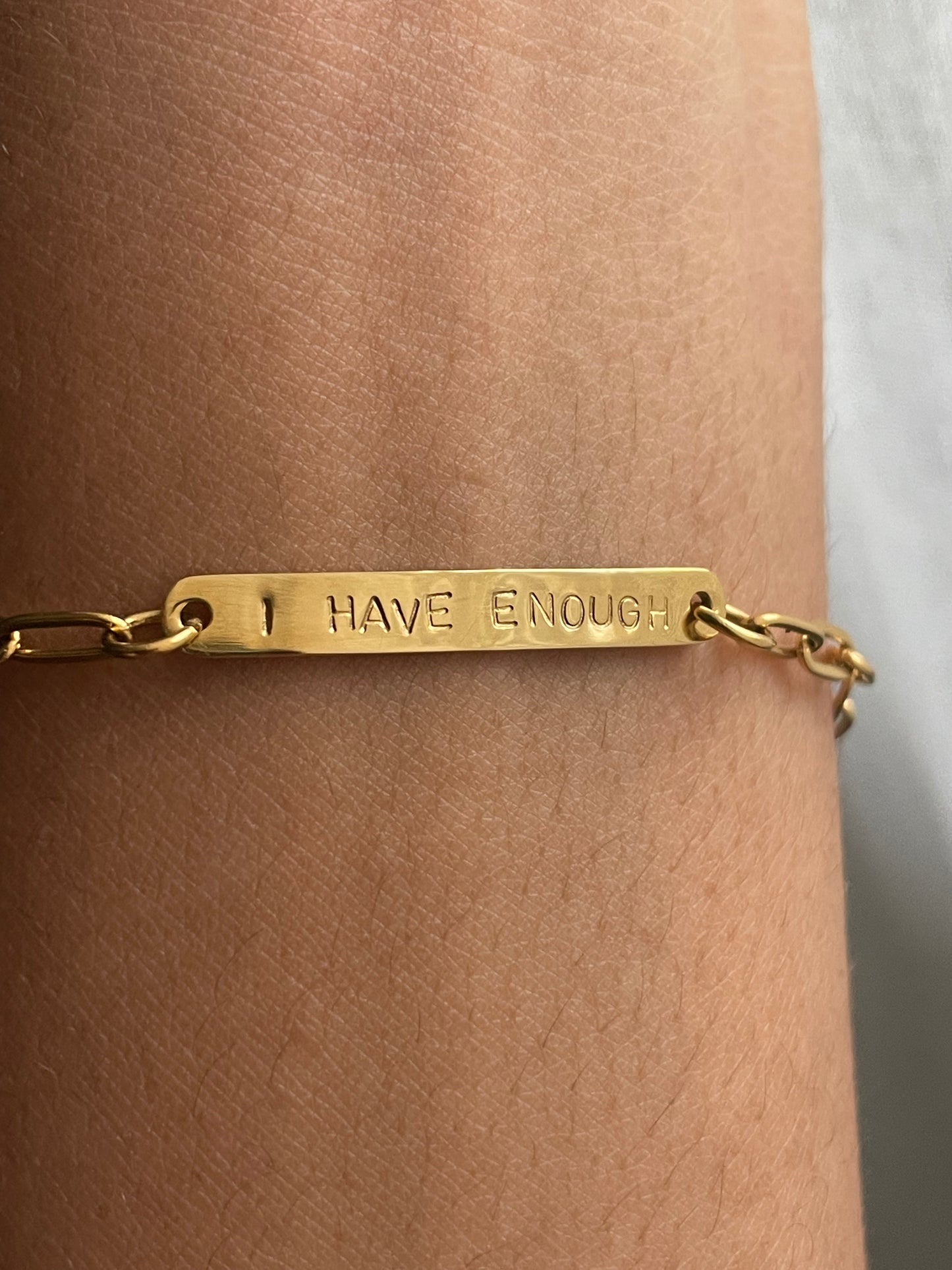 'I have enough' affirmation bar bracelet