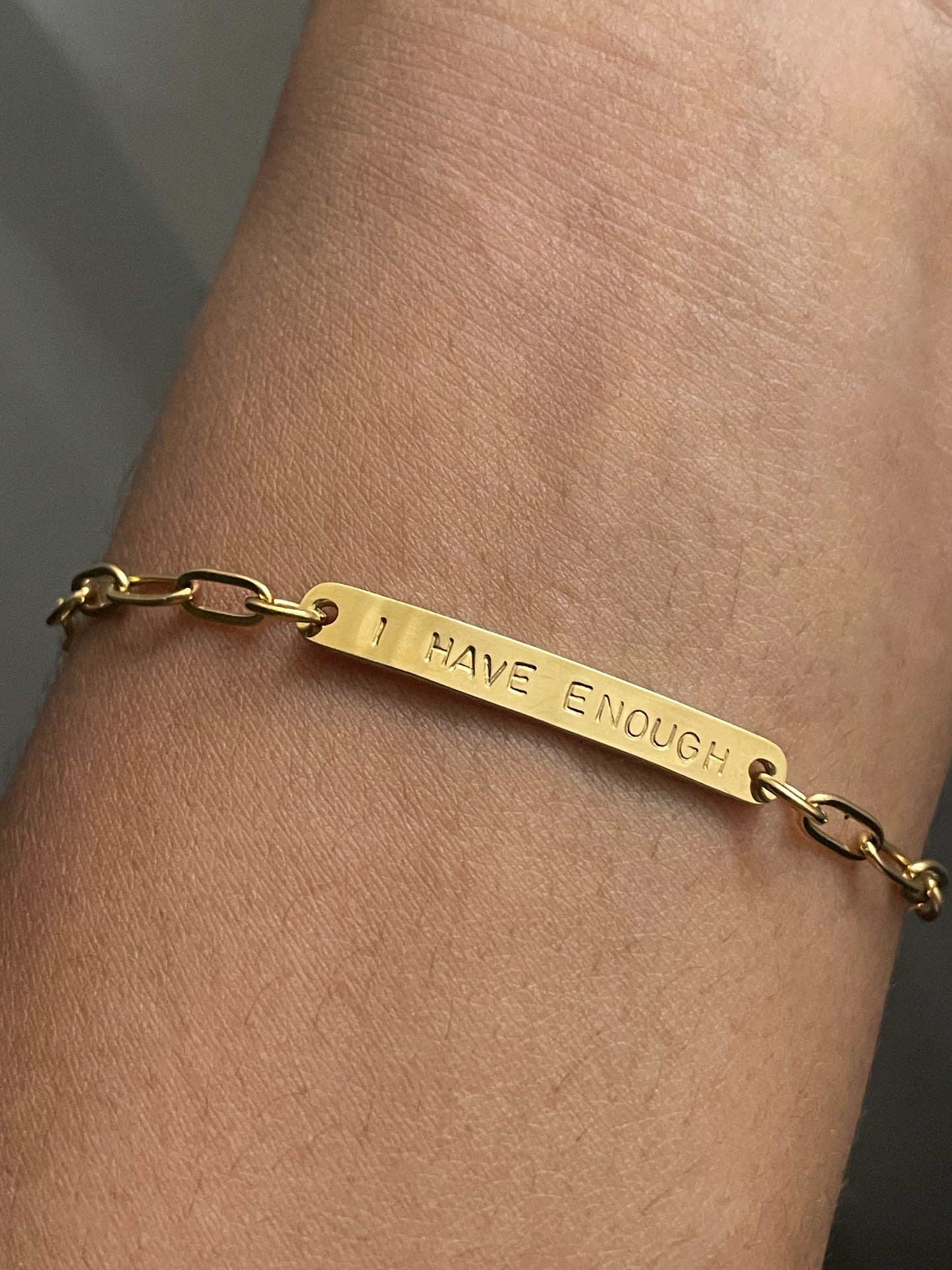 'I have enough' affirmation bar bracelet