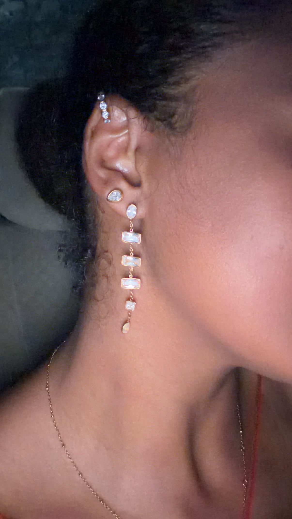 Glimmer studded chain earrings