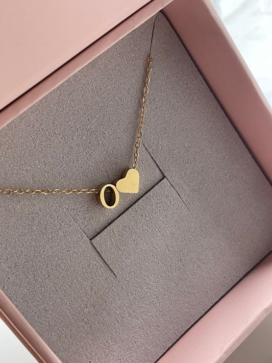 Personalized Heart + letter necklace