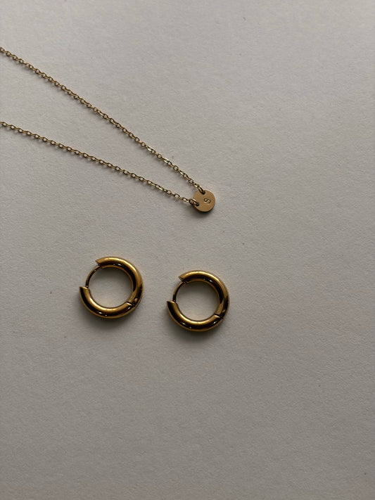 3mm choker necklace + 15mm endless hoop earrings gift set