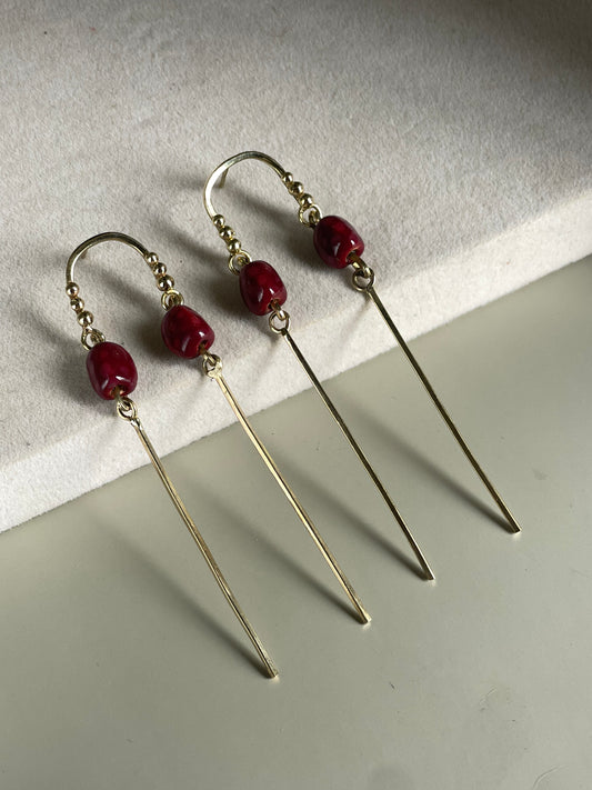 Merlot drop brass earrings-Kelly Praise