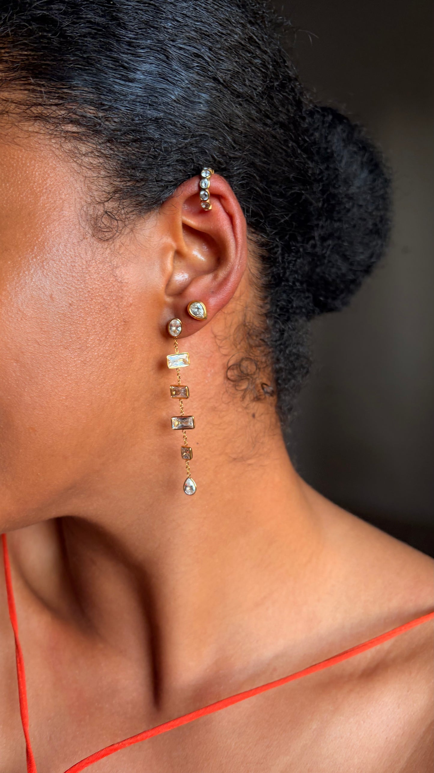 Glimmer studded chain earrings
