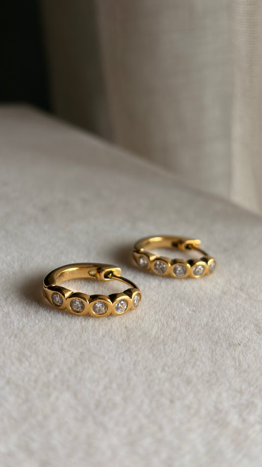 Bezel endless hoop earrings