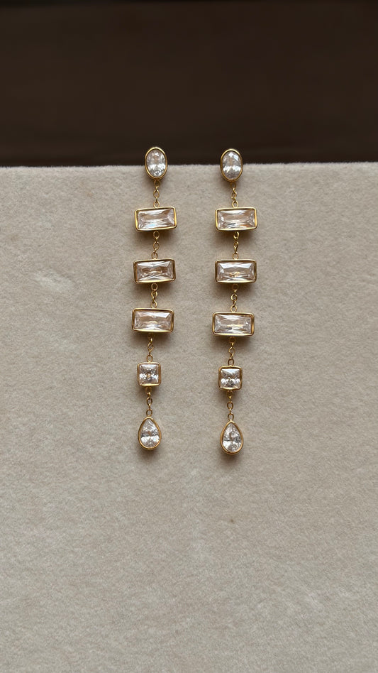 Glimmer studded chain earrings