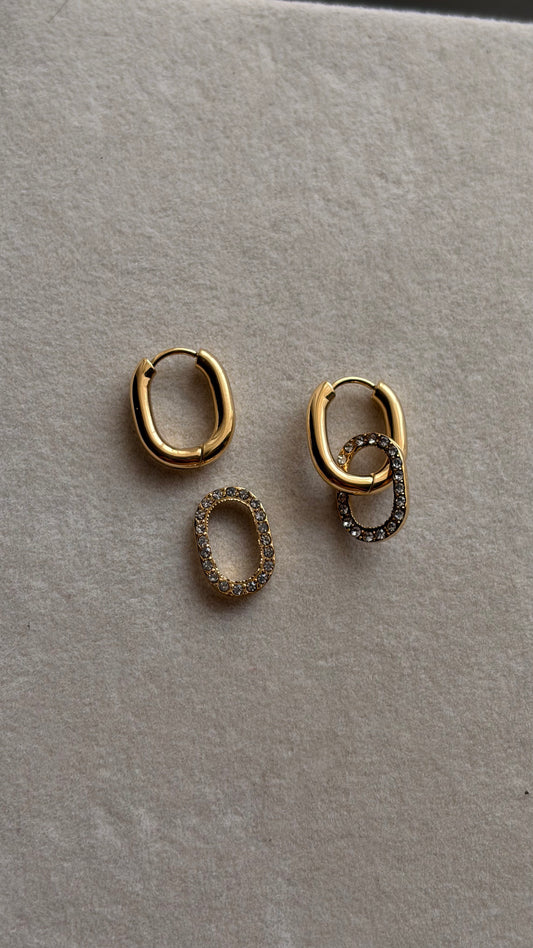 Pave link earrings