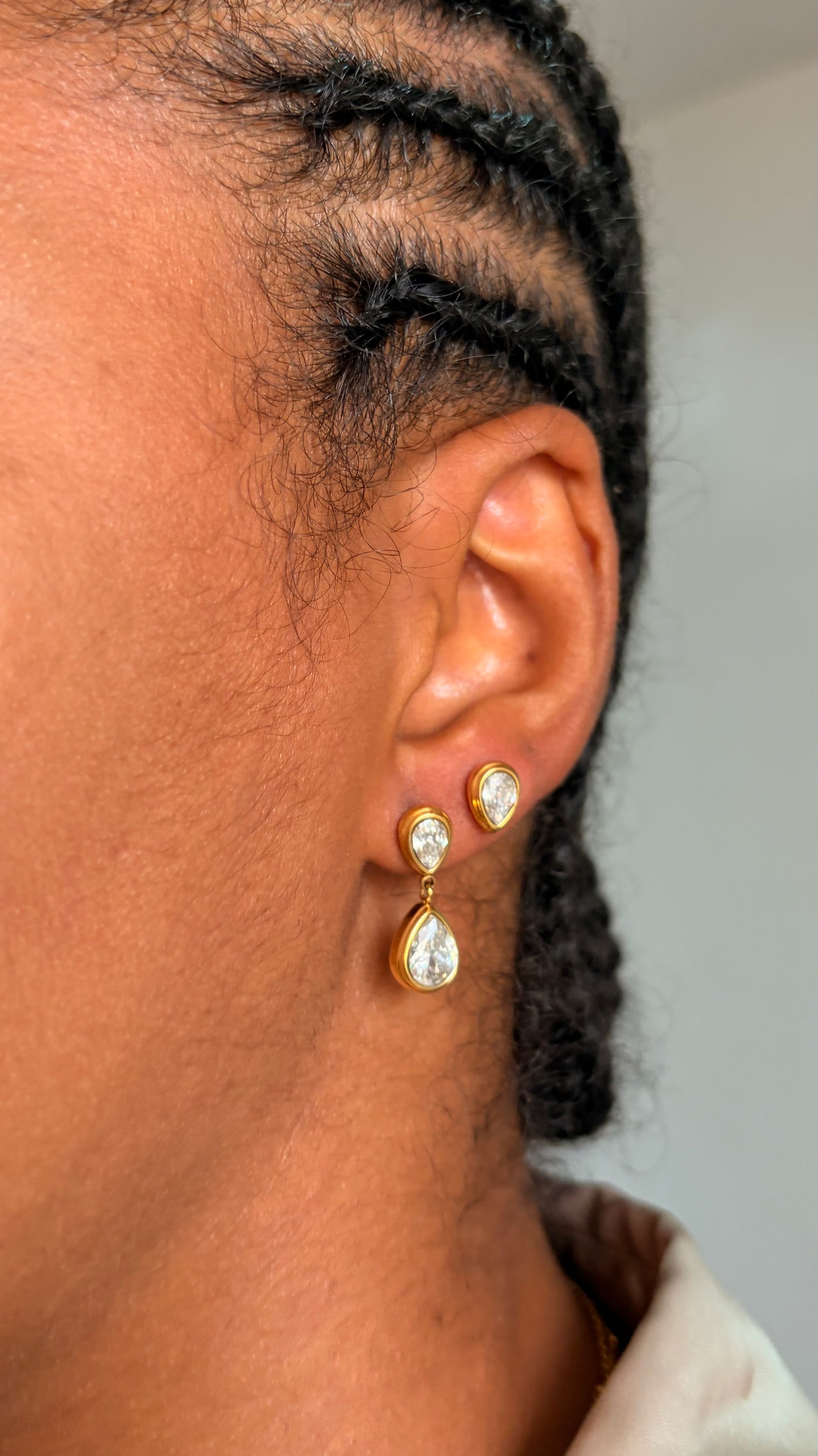 Bezel tear drop earrings