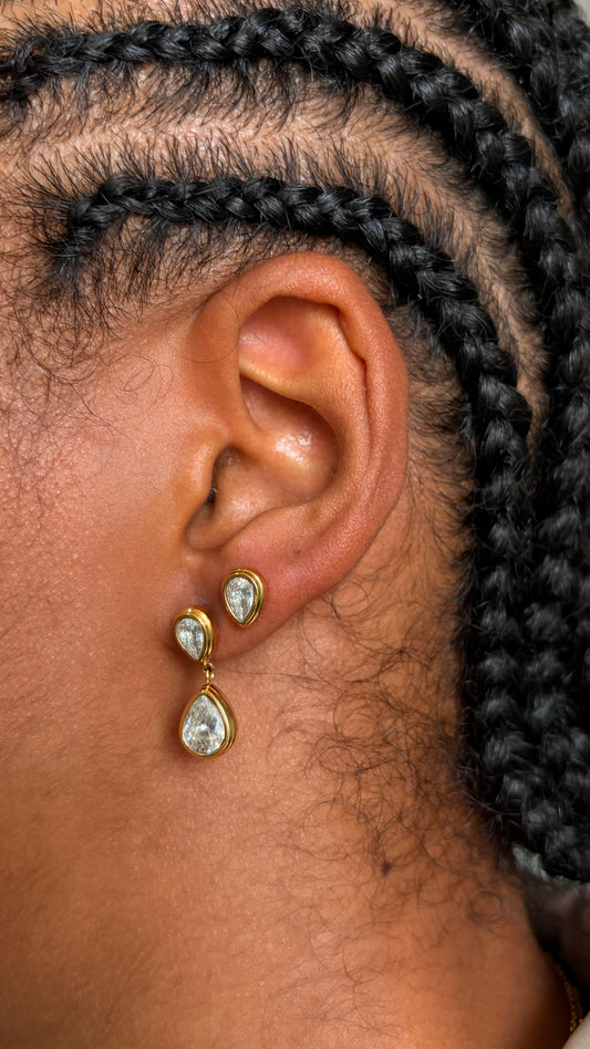 Bezel tear drop earrings