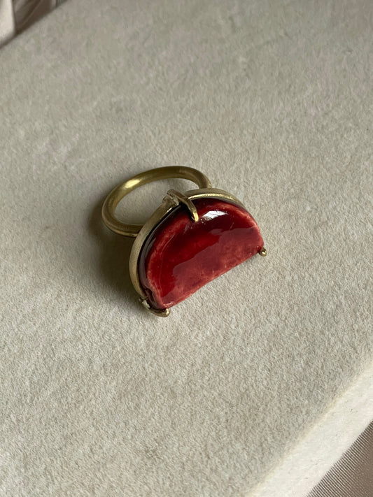 Merlot brass watermelon ring