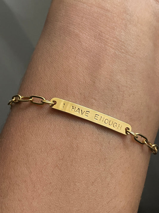 'I have enough' affirmation bar bracelet