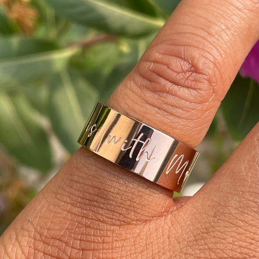 'God is with me' Affirmation Ring - SIZE 7